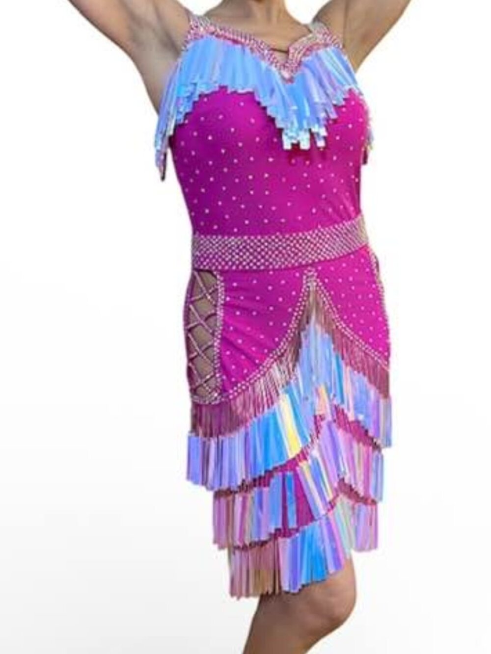 Fuchsia cha cha, rumba, Salsa Ballroom Dancesport Latin dress